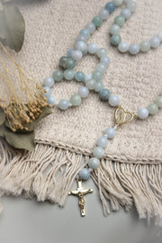 Chapelet chrétien en aigue marine