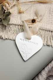 Deco coeur en argile Marraine