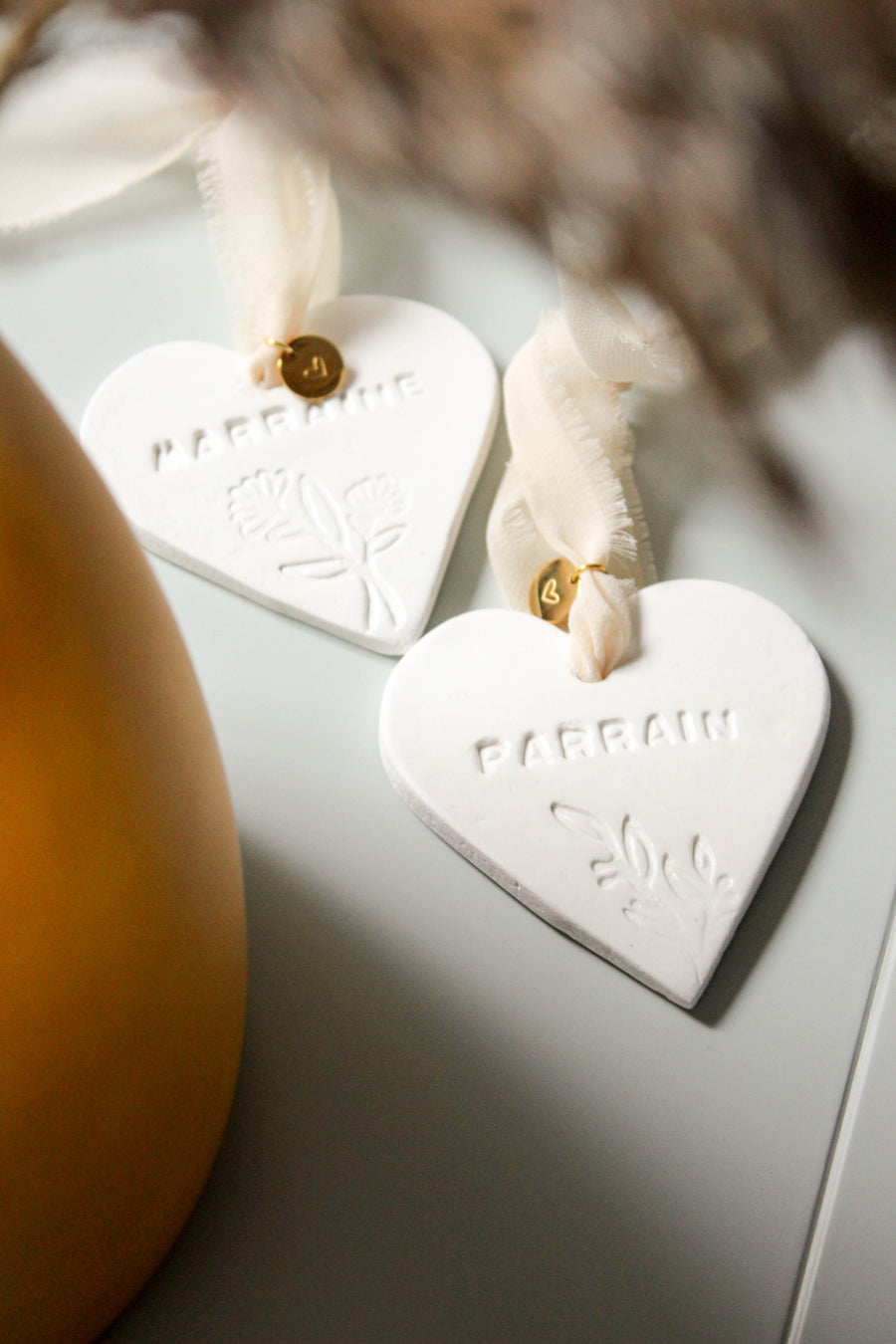 Cœurs Parrain et Marraine – Cadeaux baptême catholique